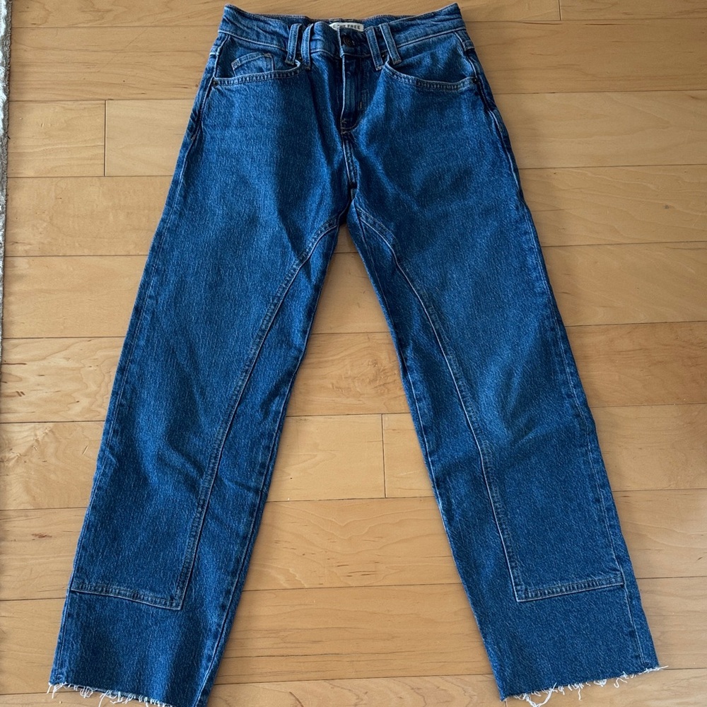 We The Free Dark Blue Low Rise Straight Jeans